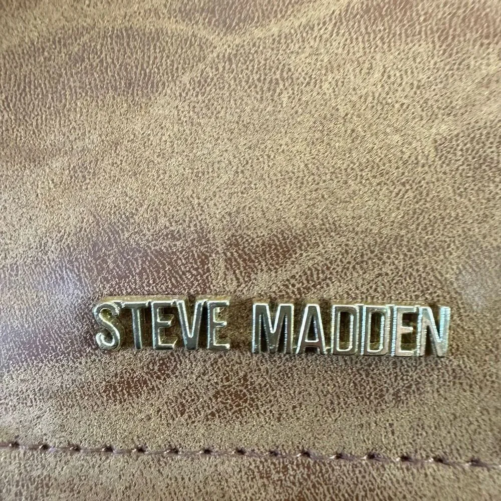 Steve Madden Flap Top Mini‎ Leather Backpack Caramel Brown Contemporary Travel